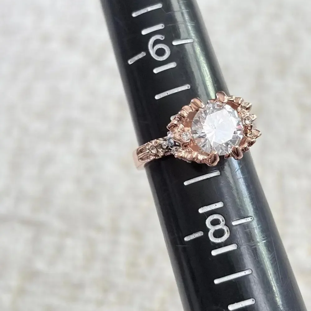 Rose Gold with Silver Skulls Ring Size 7